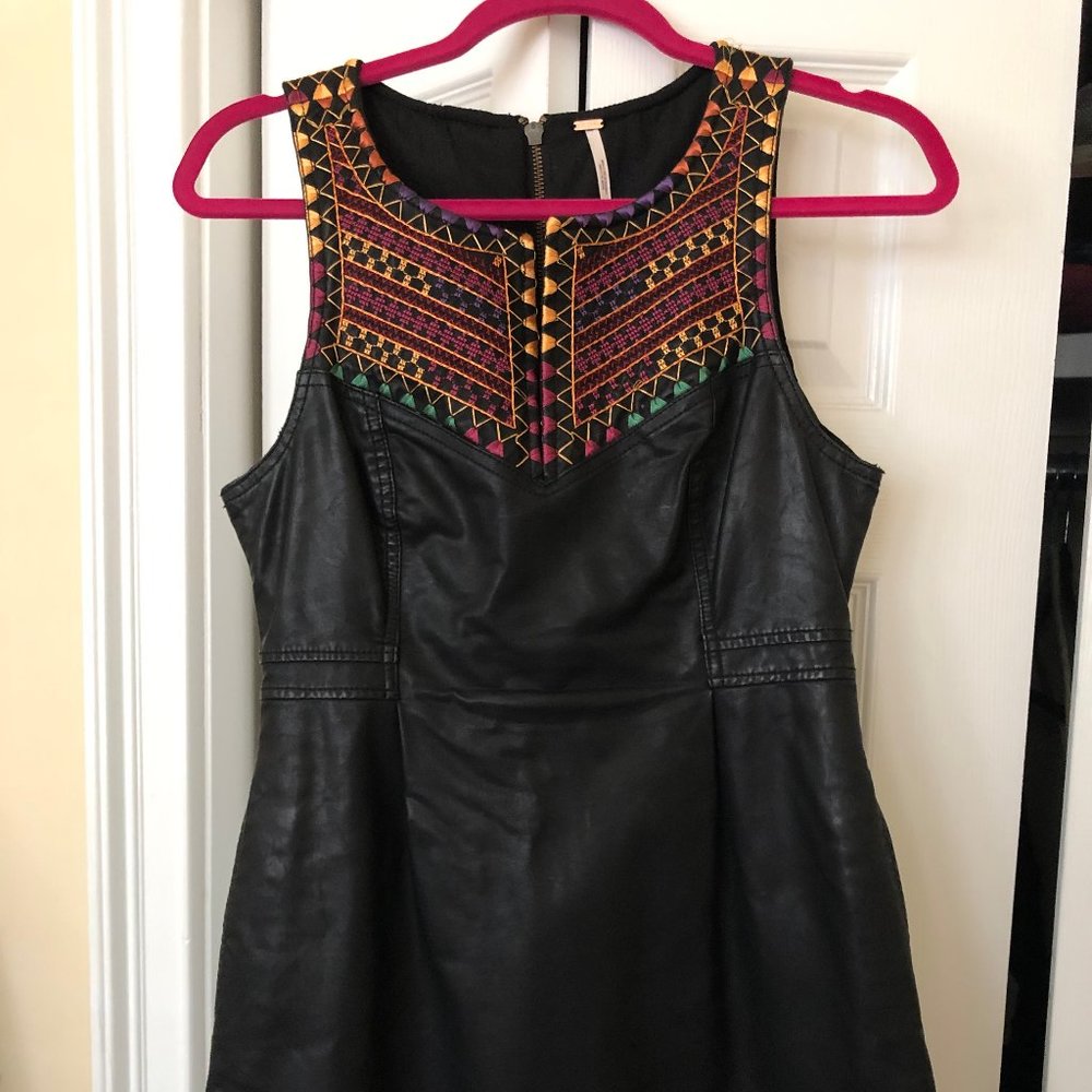 Free People Faux Leather Embroidered Dress - Picture 2 of 11